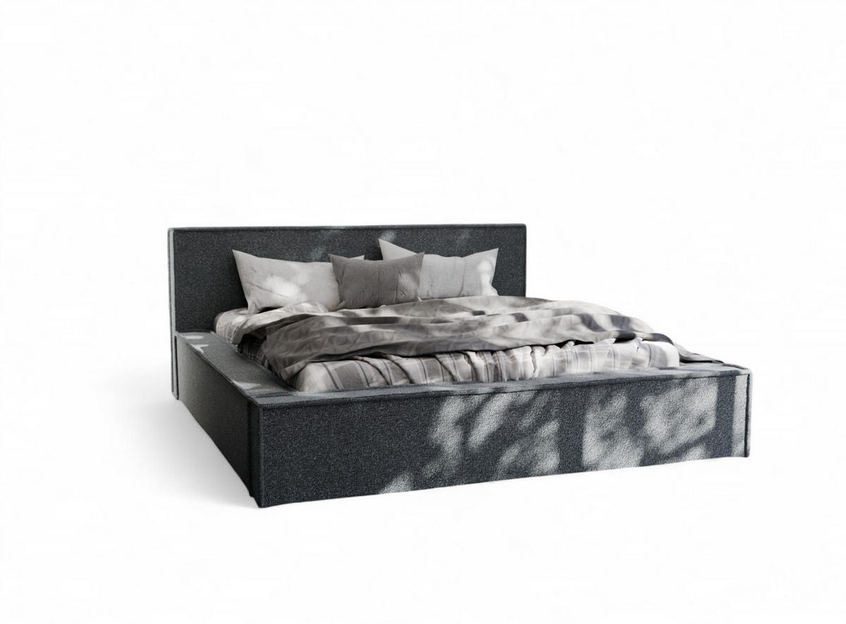 POLSTERBETT Aldana Komplettset - Dunkelgrau, Holzwerkstoff/Textil (140/200cm) - Fun Möbel