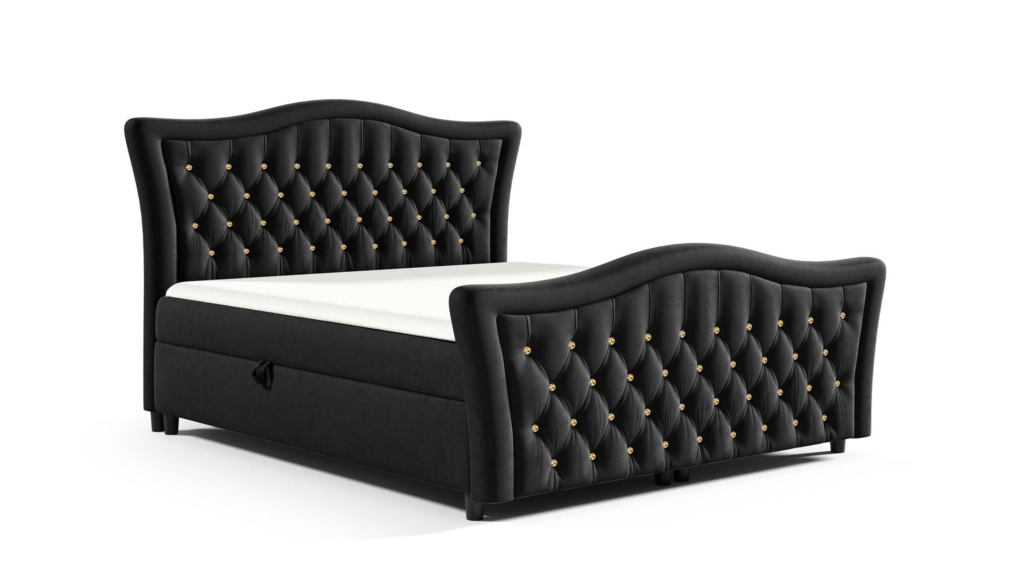 BOXBETT Turhan In Elisa Velvet - Schwarz, Holzwerkstoff/Textil (180/200cm) - Fun Möbel