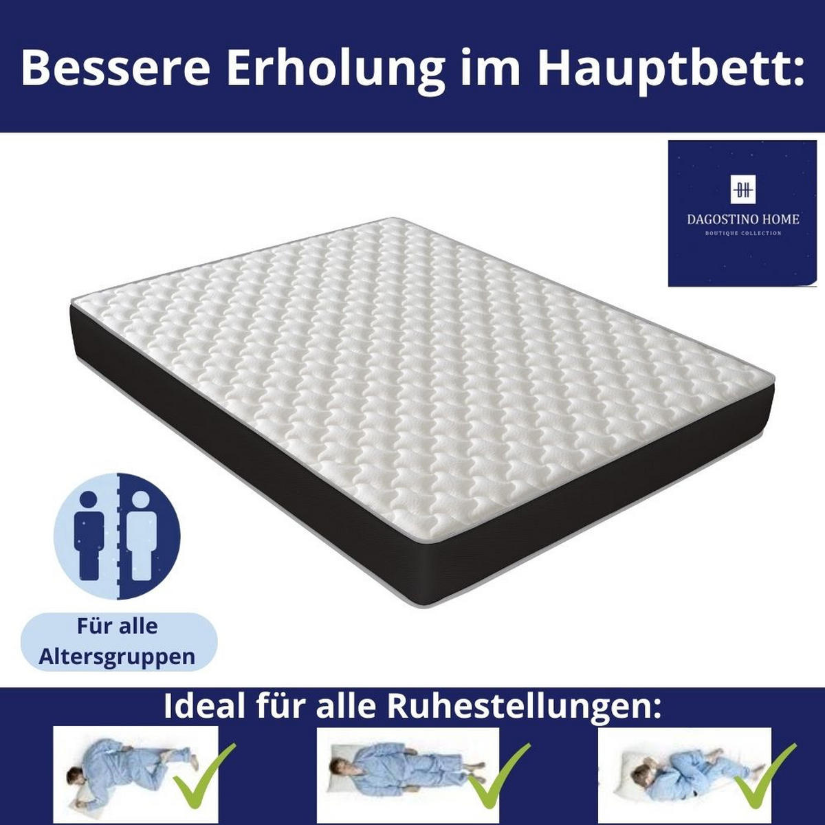 KALTSCHAUMMATRATZE Elegance H3/H4 160x200 - Weiß, Textil (160/200cm) - Dagostino Home