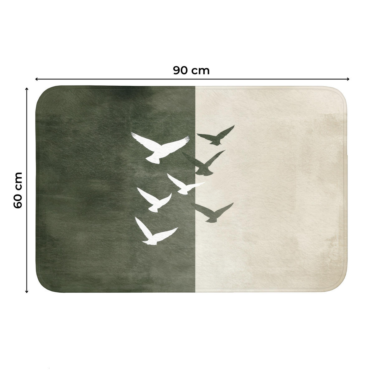 WC PŘEDLOŽKA Japandi - Pták - Zelený 90x60 cm - olivově zelená, textil/plast (90/1cm) - OnlyWow