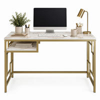 COMPUTERTISCH Victory Weiss Marmor Gold - Goldfarben/Weiß, Holzwerkstoff (120/60/75cm) - Decorotika