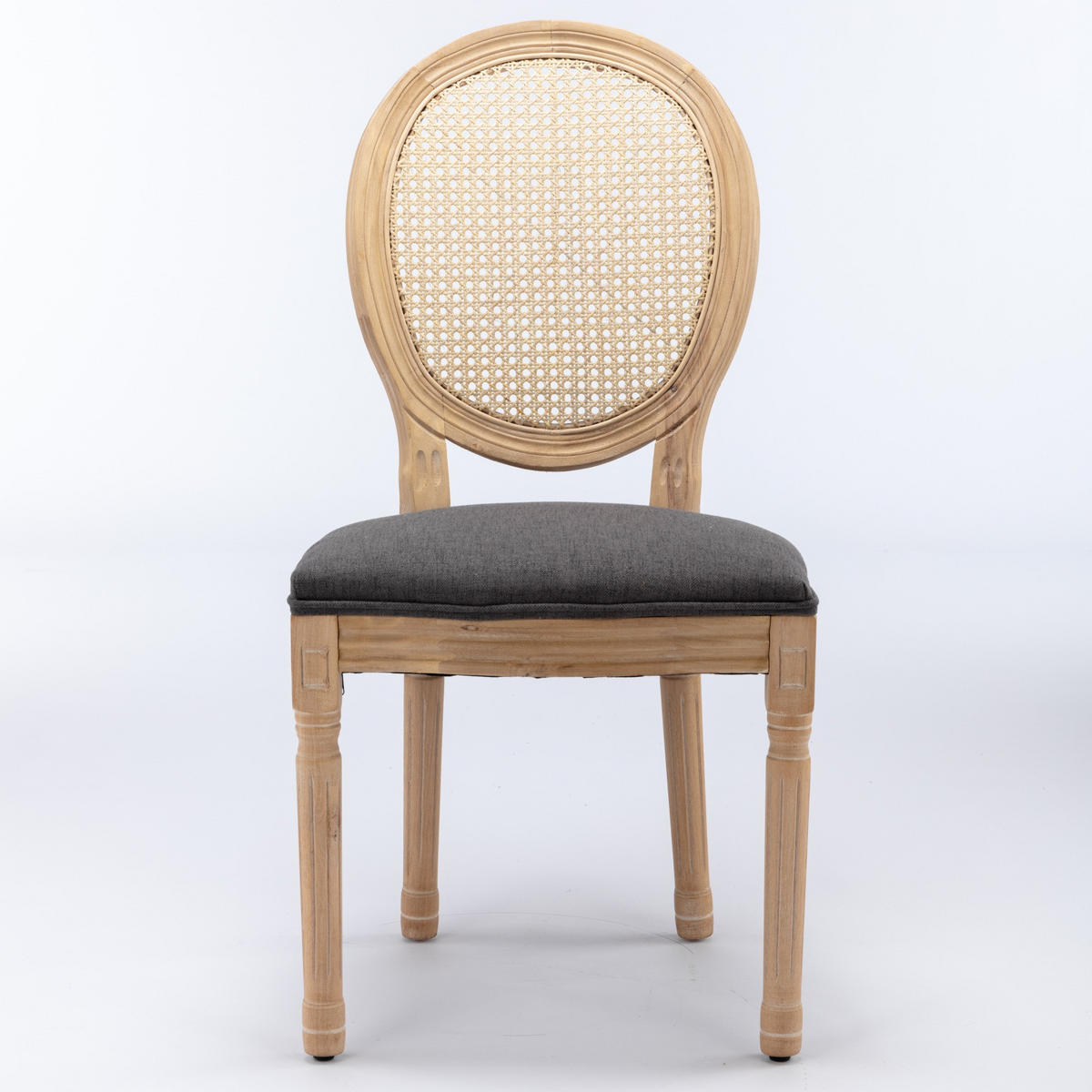 STUHL-SET DE-36325 2 Stück mit Rattan-Rückenlehne Grau - Grau, Holz (49/95/59.5cm) - ComfortXL