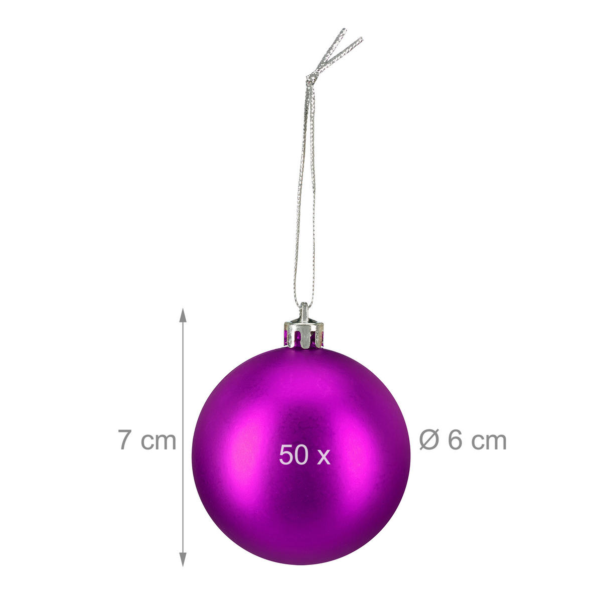 50XWEIHNACHTSKUGELN - Pink, Kunststoff (6/7/6cm) - Relaxdays