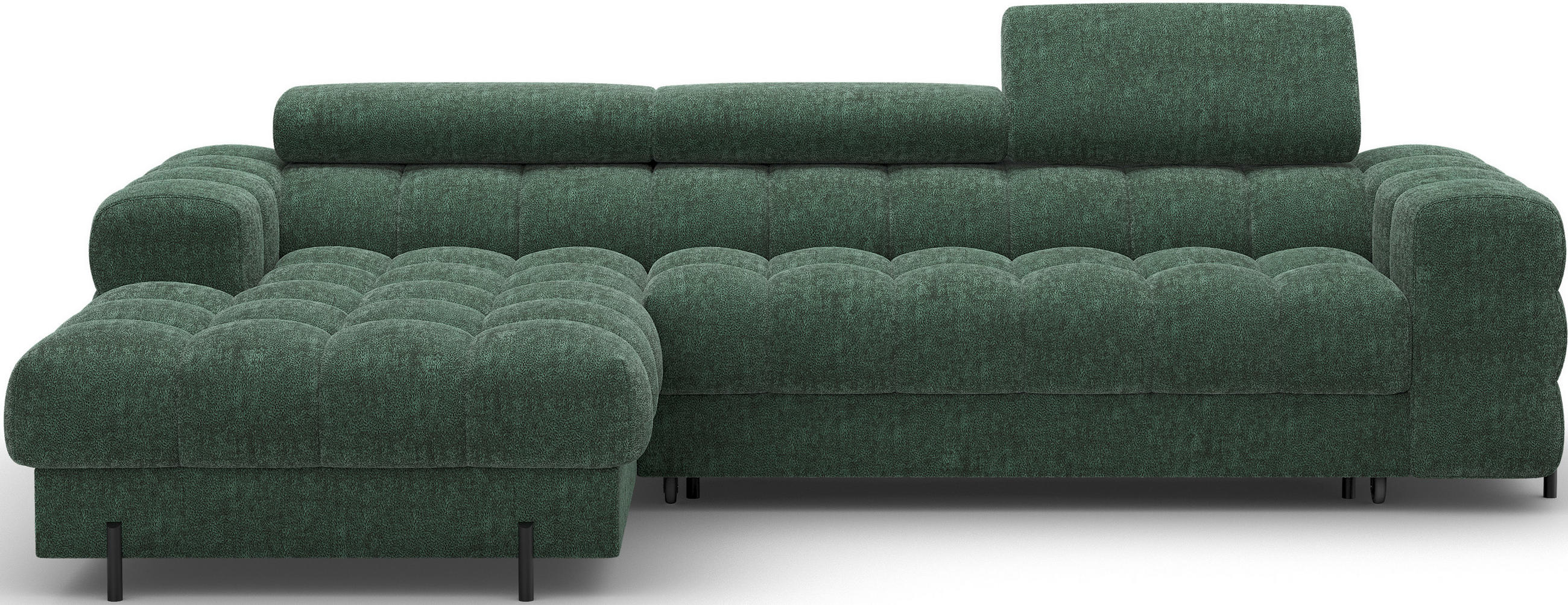 ECKSOFA FELRO mit Schlaffunktion, Bettkasten & verstellbaren Kopfstützen – Modernes Premium-Ecksofa in L-Form - Grün, Kunststoff (285/181cm) - Wohnideebilder