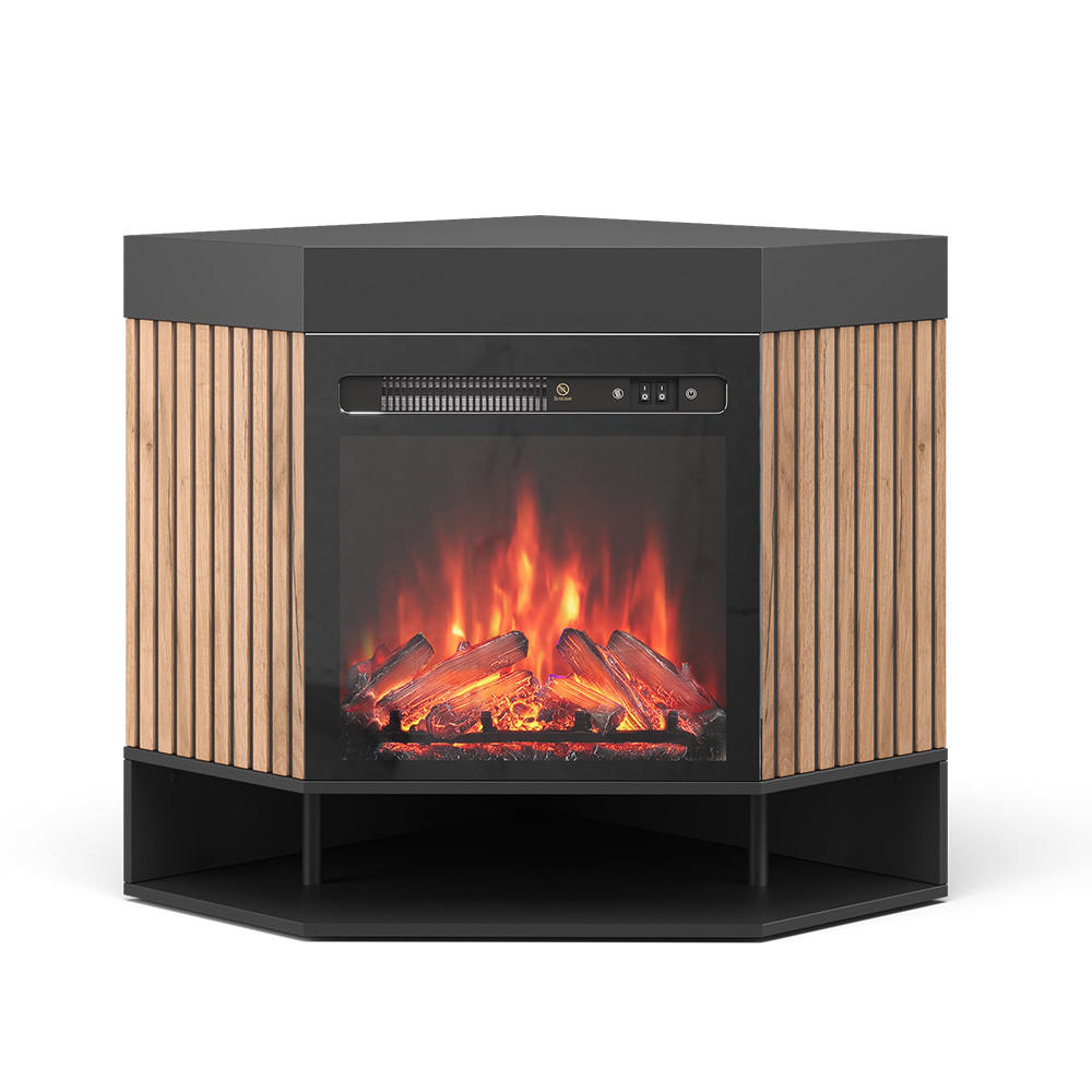 ELEKTROKAMIN Lynea Schwarz 100 cm mit realistischem Flammeneffekt und Heizung 1800W - Schwarz, Holzwerkstoff (100/80/73cm) - Vicco
