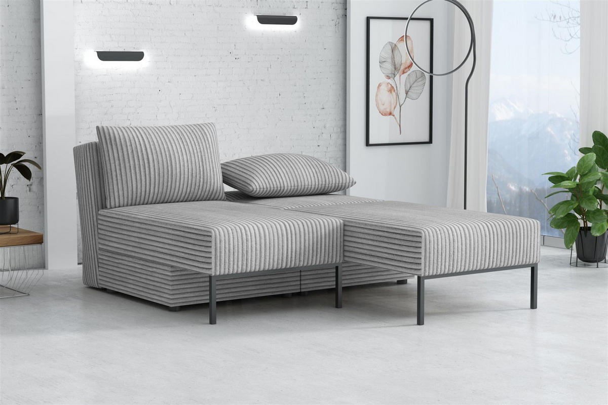 SCHLAFSOFA Gorka - Hellgrau, Holzwerkstoff/Textil (240/87/103cm) - Fun Möbel