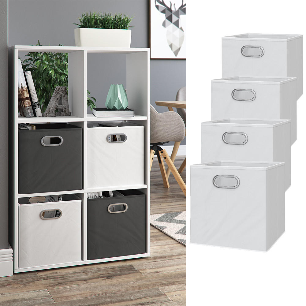 FALTBOX Weiß 30 x 30 cm 4er Set - Weiß, Wellpappe (30/30cm) - Vicco