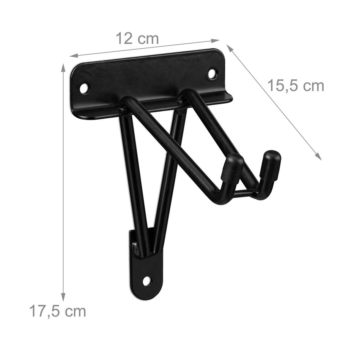 2XWANDHAKEN - Schwarz, Metall (12/17.5/15.5cm) - Relaxdays