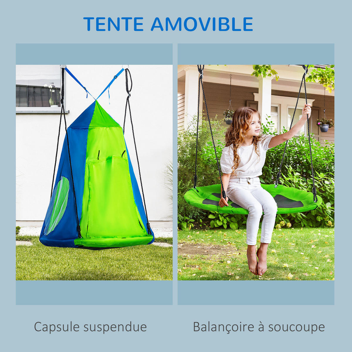 TRAMPOLIN DE-17954 mit abnehmbarem Zelt & Ø 100 cm Grün-Blau - Grün, Kunststoff (100/100cm) - ComfortXL