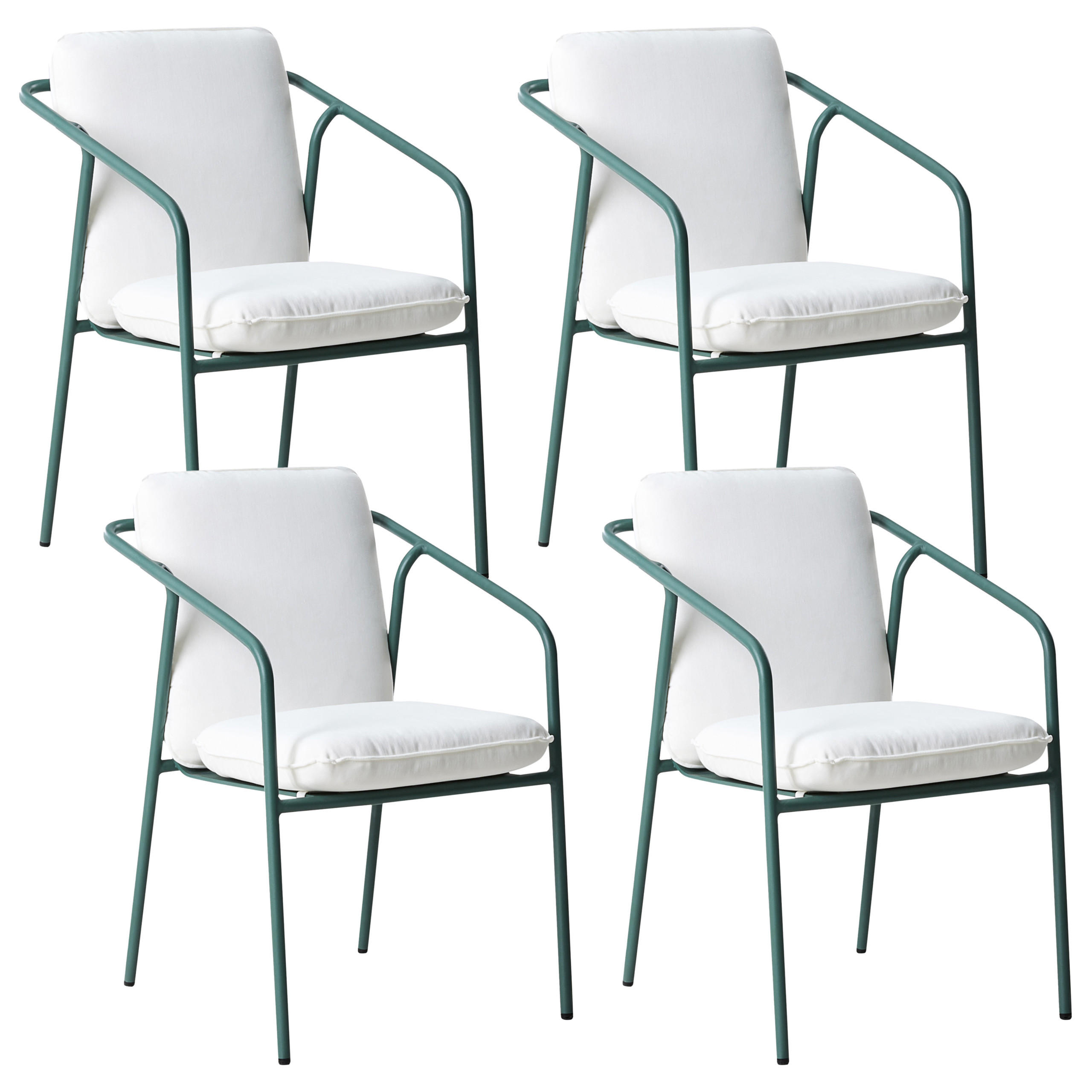 GARTENSTUHL 4er-Set Grün Asciano - Weiß/Grün, Metall (55/86/61cm) - Beliani