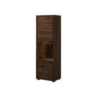 VITRINE Akazie 58x40x180 dunkelbraun lackiert BARK #202 - Dunkelbraun, Holz (58/180/40cm) - Massivmoebel24