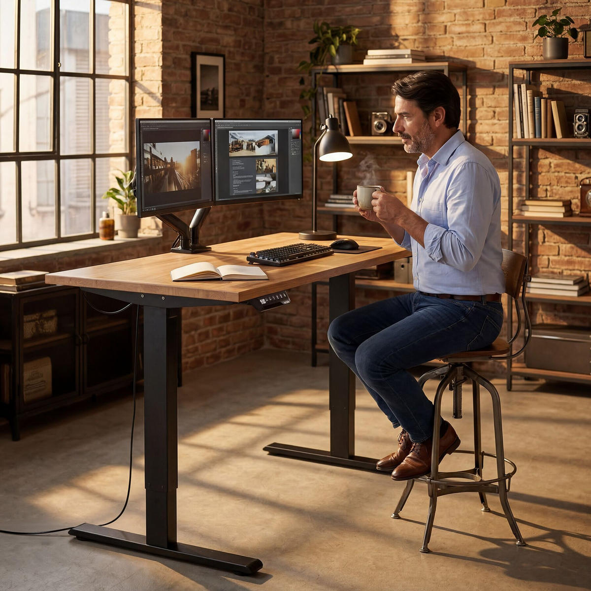 TISCHGESTELL Piotr, 85 - 129 x 65 x 71 - 121 cm, schwarz - Schwarz, Metall (129/65/121cm) - tectake