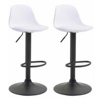 BARHOCKER 2er Set Lederlook weiß - Walnussfarben/Schwarz, Kunststoff/Textil (39/82/43cm) - CLP