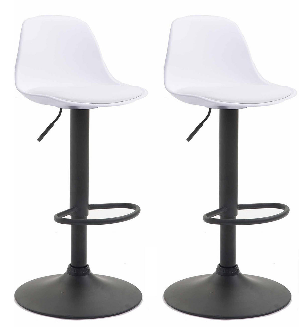 BARHOCKER 2er Set Lederlook weiß - Walnussfarben/Schwarz, Kunststoff/Textil (39/82/43cm) - CLP