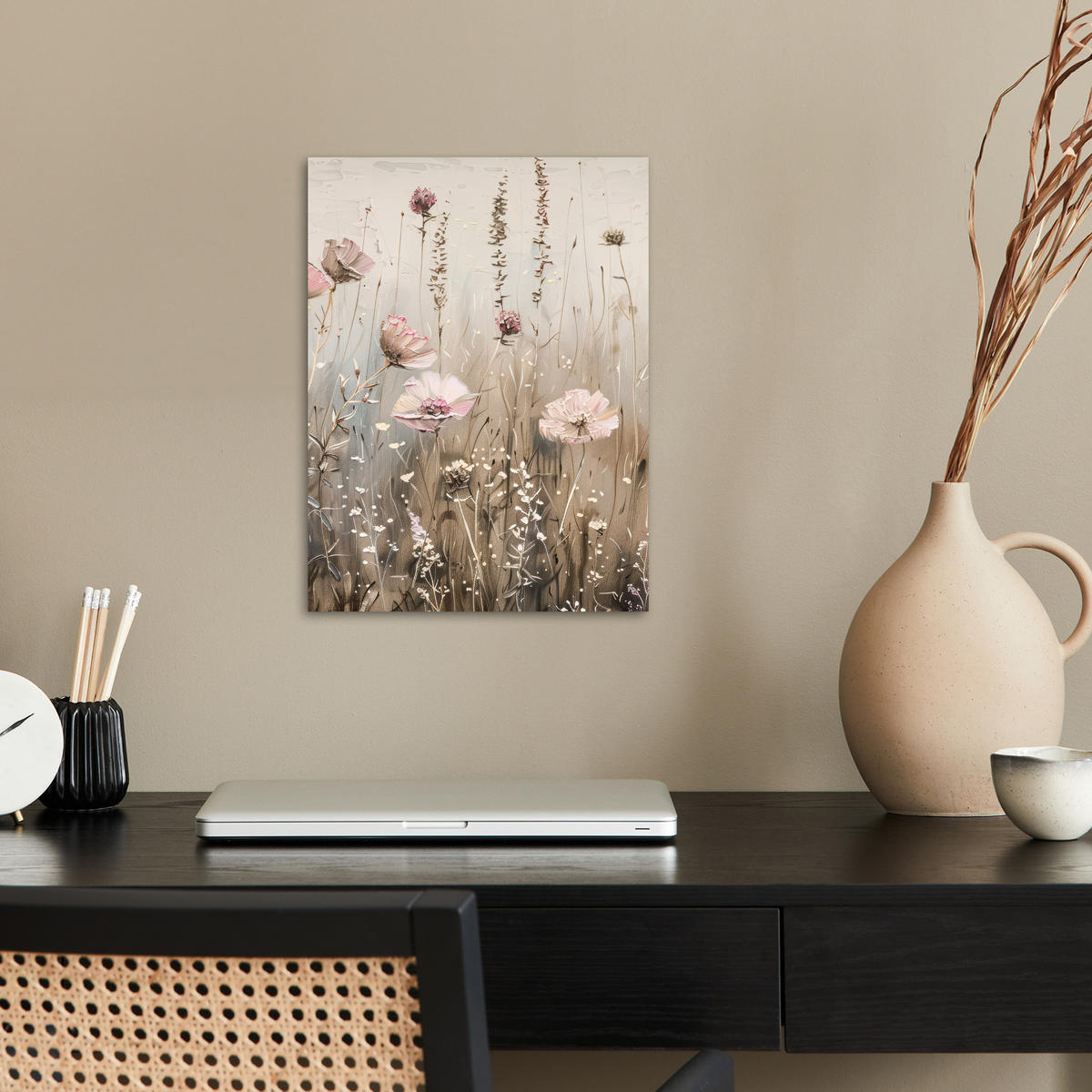 POSTER Blumen - Rosa - Modern - Beige 30x40 cm - Beige, Papier (30/40/0.1cm) - MuchoWow