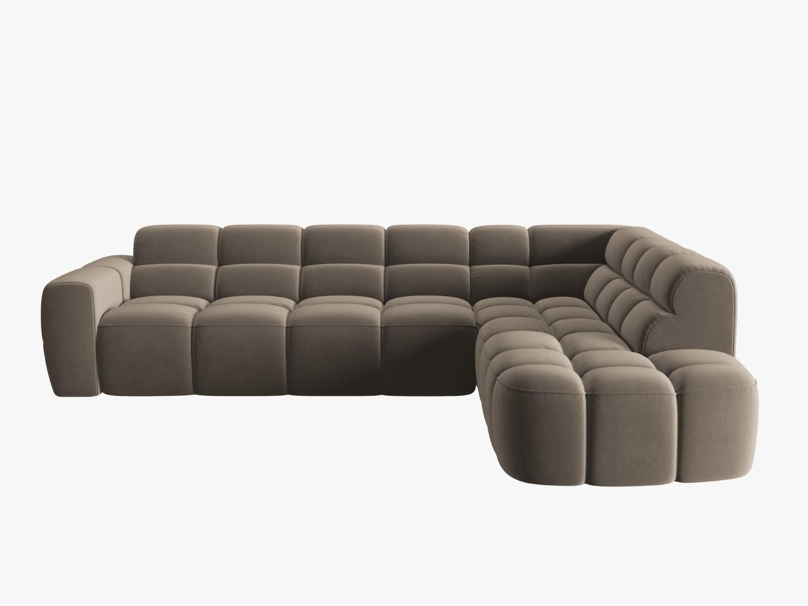 ECKSOFA rechts Lisa aus Samt hellbraun 5 Sitzplätze - Hellbraun, Textil (234/293cm) - Micadoni
