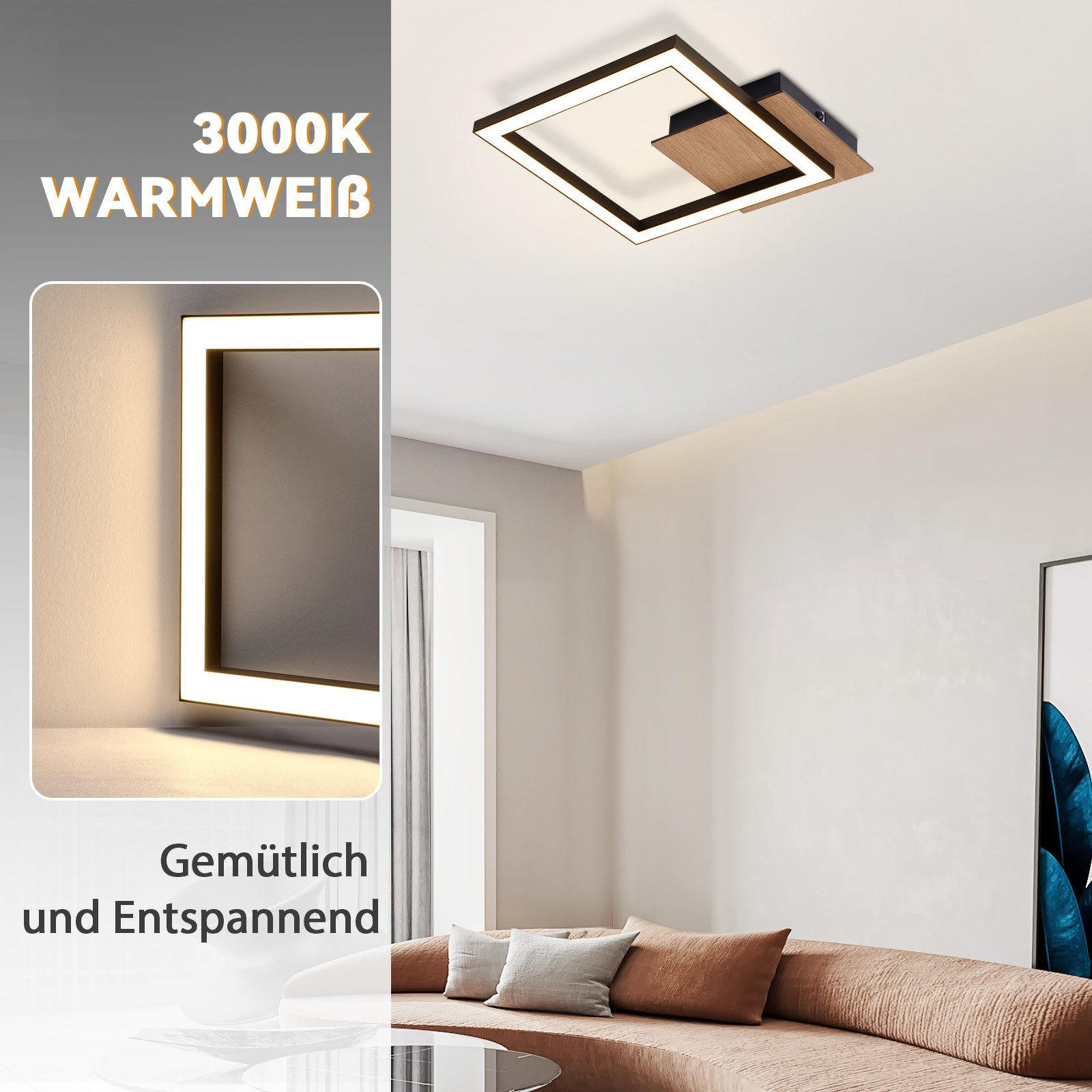 LED-DECKENLEUCHTE Weimar 23.2/23.2/4.1 cm - Schwarz, Metall (23.2/23.2/4.1cm) - Nettlife