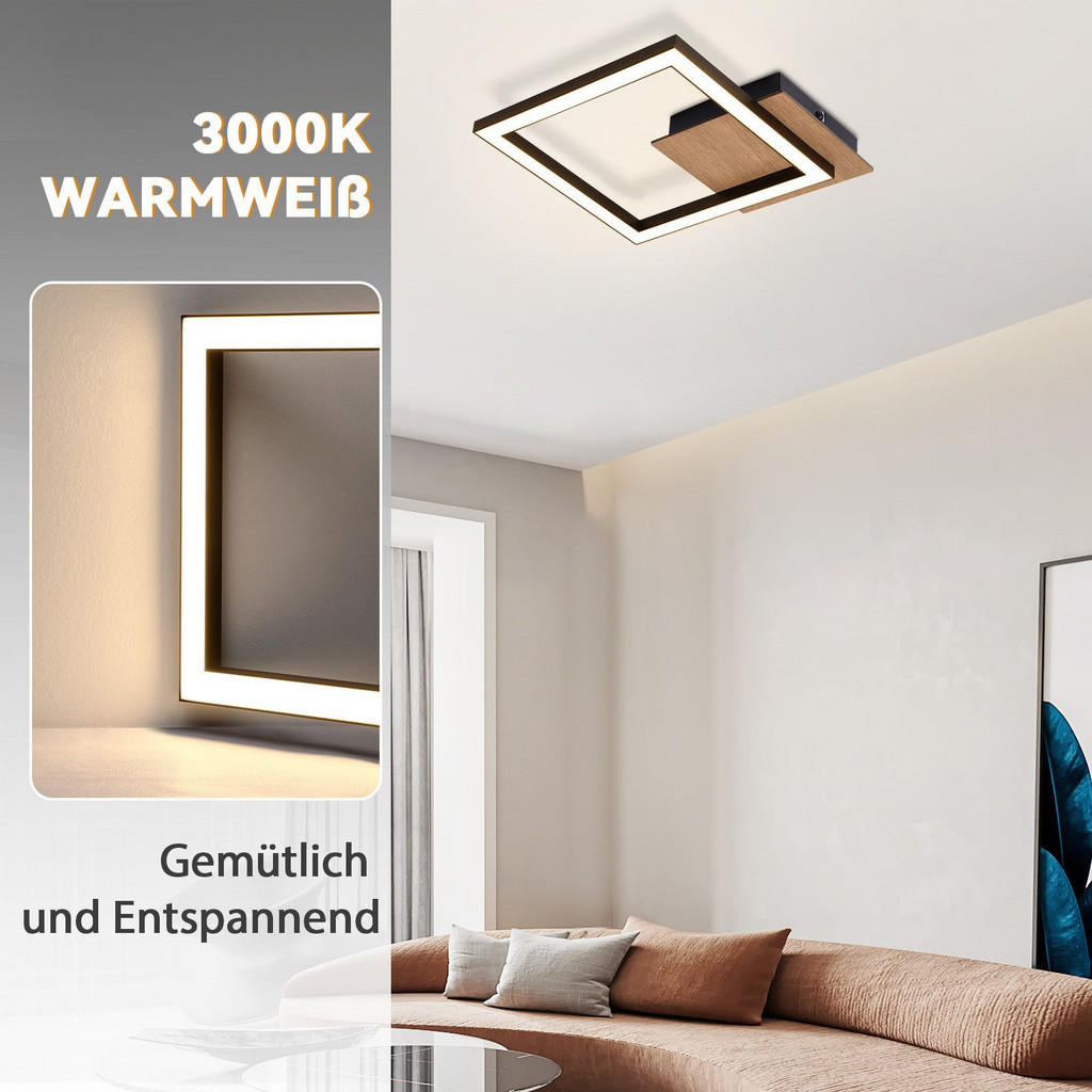 Thumbnail - Nettlife Led-Deckenleuchte, Schwarz, Metall, 23.2x4.1x23.2 cm, Lampen & Leuchten, Innenbeleuchtung, Deckenleuchten