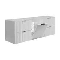 BADMÖBEL-SET MIT WÄSCHEKORB: Weiß, Griffe Schwarz, 160 x 46 x 57 cm - Schwarz/Weiß, Holzwerkstoff (160/57/46cm) - 3XE LIVING