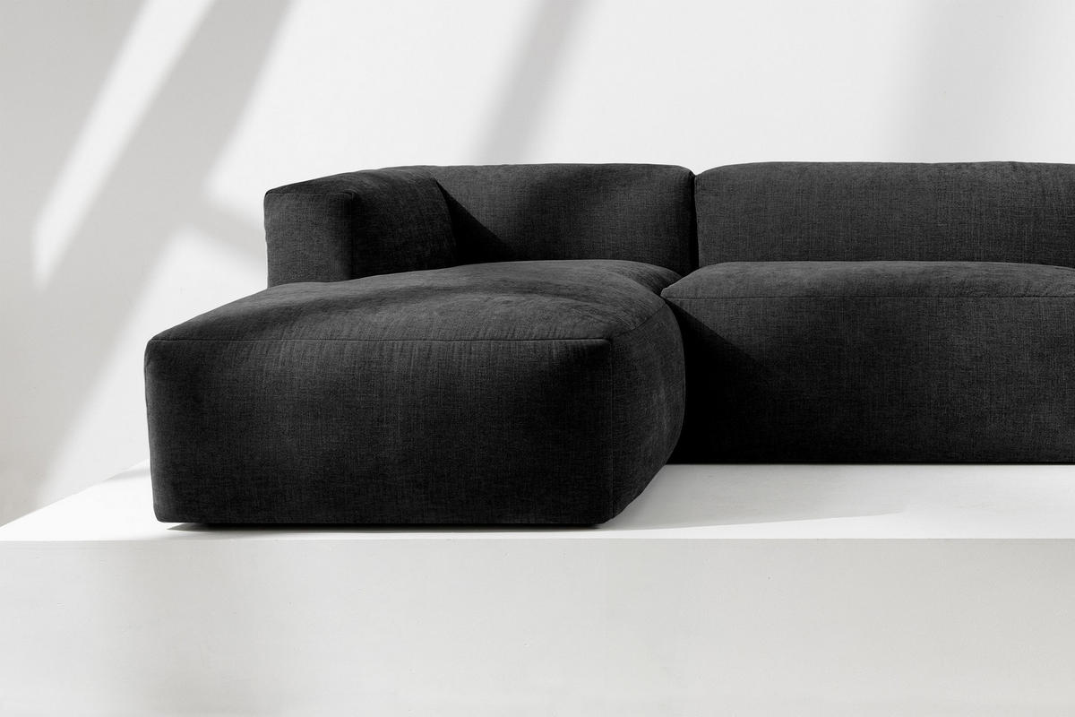ECKMODULSOFA-LINKS BUFFO 3/4 Sitzer mit extrem weicher Sitzfläche, Gewebestoff, graphit - Graphitfarben, Textil (237/180cm) - KONSIMO®