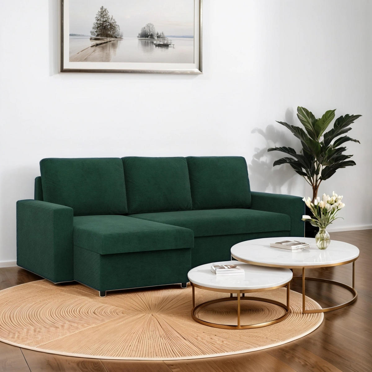 ECKSOFA Neo mit gerader Armlehnen grün - Grün, Textil (231/140cm) - SIMKAM Furniture