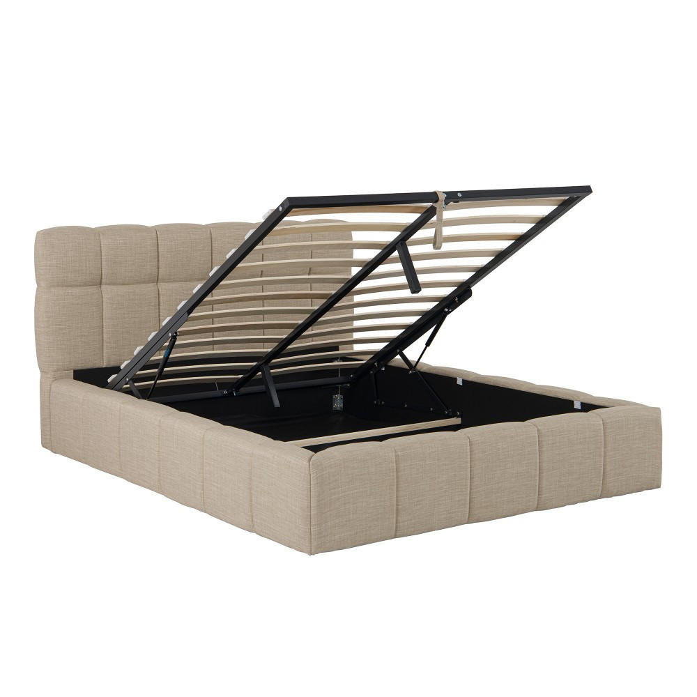 BETT ELIAS / 160x200 cm mit Bettkasten, Beige - Beige, Holzwerkstoff (160/200cm) - Weber Industries