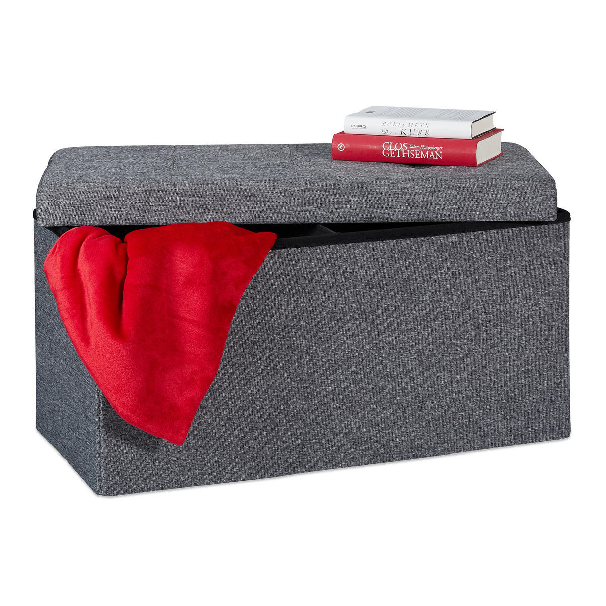 SITZBANK - Anthrazit, Holzwerkstoff/Textil (76/38.5/37cm) - Relaxdays