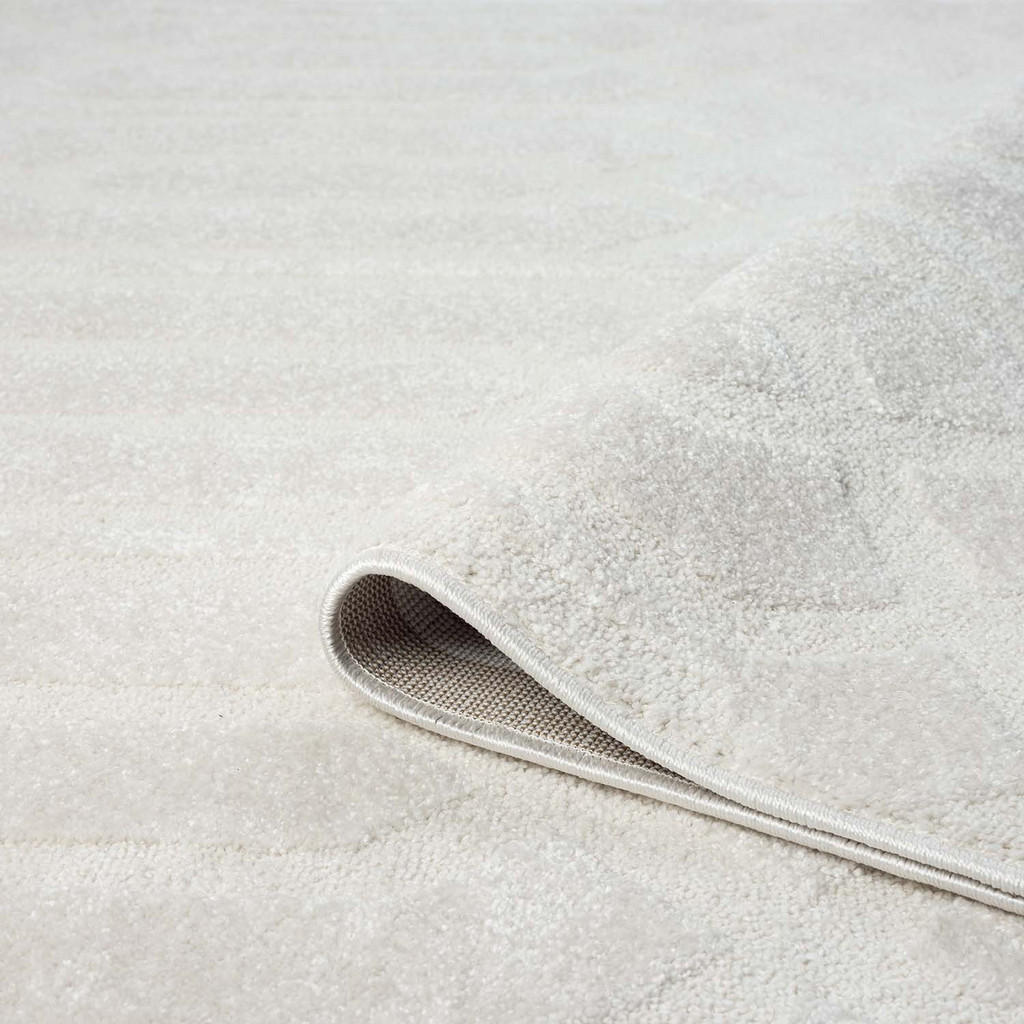 Thumbnail - carpet city Kurzflor-Teppich, Creme, Textil, Grafikmuster, Rund, 200x200 cm, Oeko-Tex® Standard 100, für Fußbodenheizung...