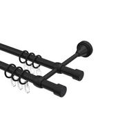 GARDINENSTANGE Primus Lucan 320 cm (geteilt in 2 x 160 cm), 2-läufig, 16 mm Ø Schwarz - Schwarz, Metall (320cm) - INTERDECO