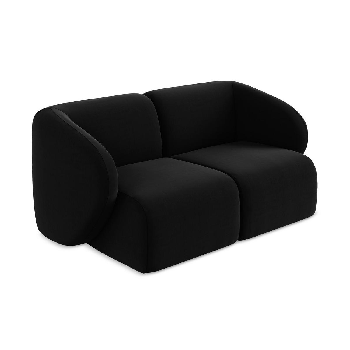 2-SITZER-SOFA Samt Stoff Schwarz - Schwarz, Holzwerkstoff/Kunststoff (174/75/94cm) - LaMiaSofa