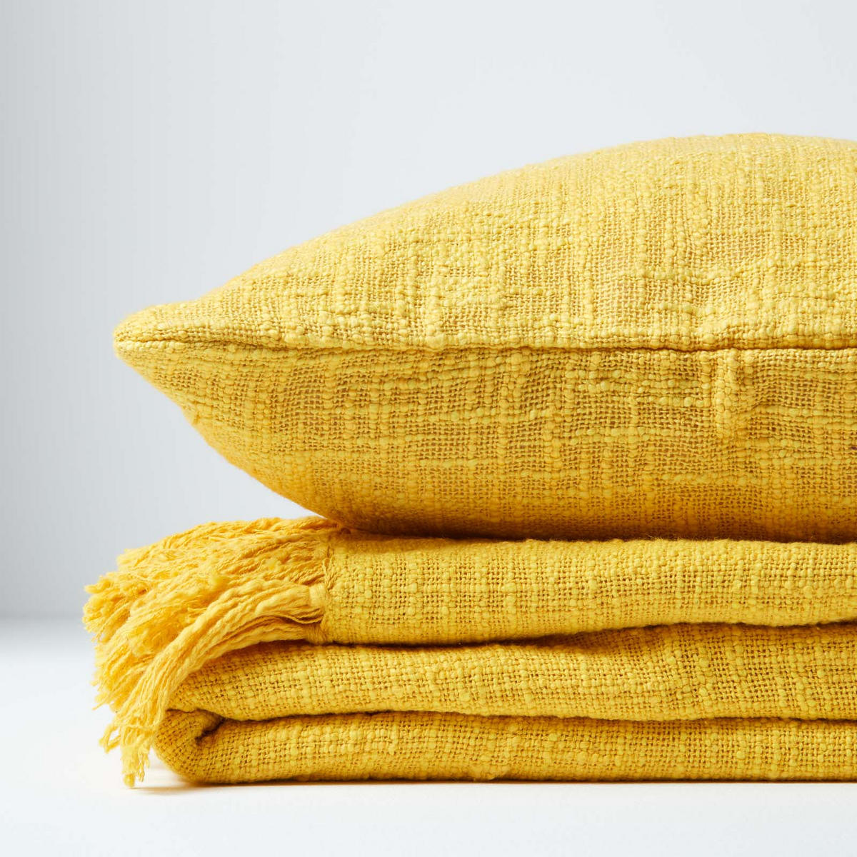 WOHNDECKE Nirvana Slub 150/200 cm, 100% Baumwolle - Gelb, Textil (150/200cm) - Homescapes