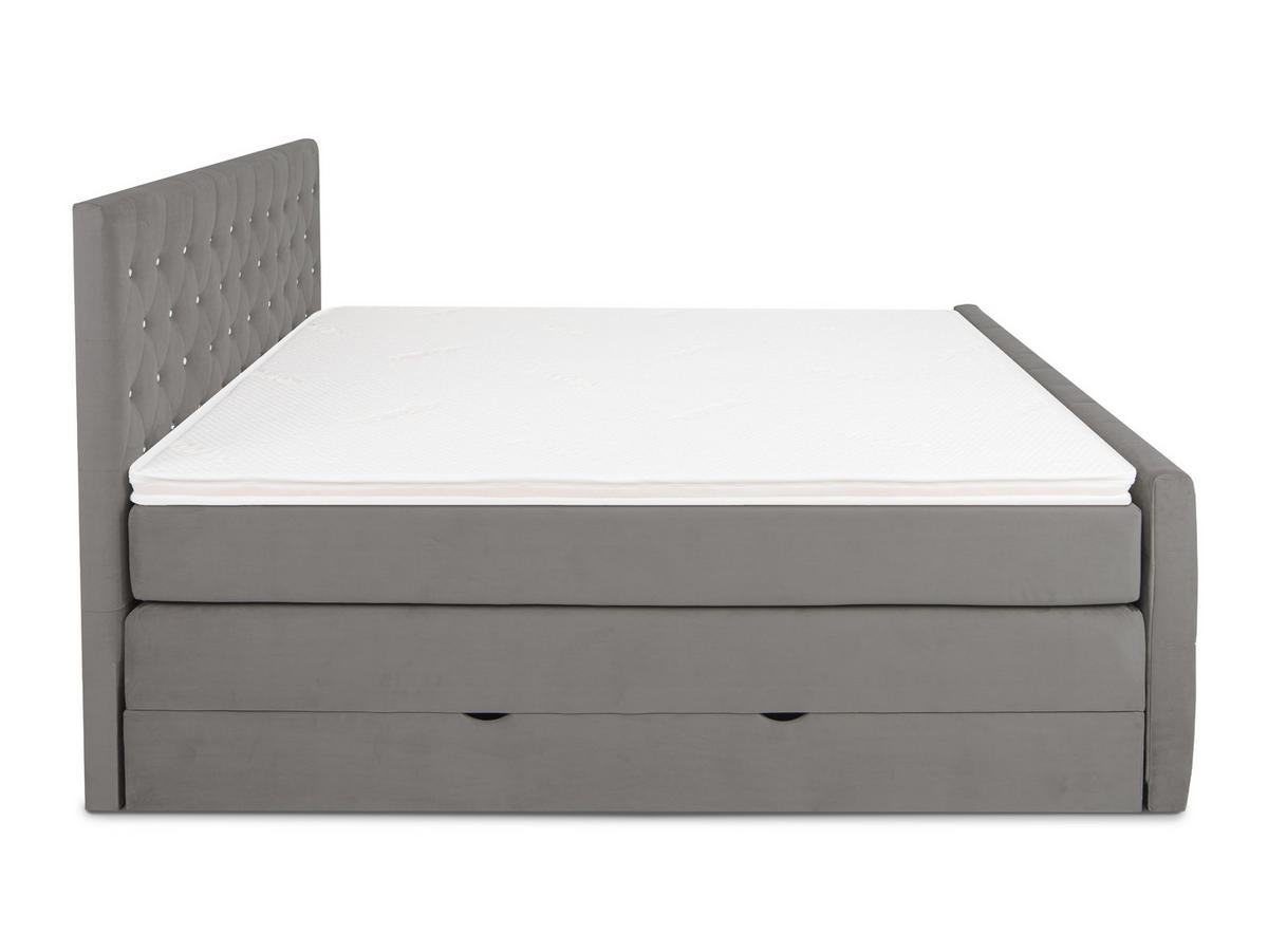 BOXSPRINGBETT Sira Grau 160/200 cm H2/H3 Samt - Grau, Textil (160/200cm) - wonello