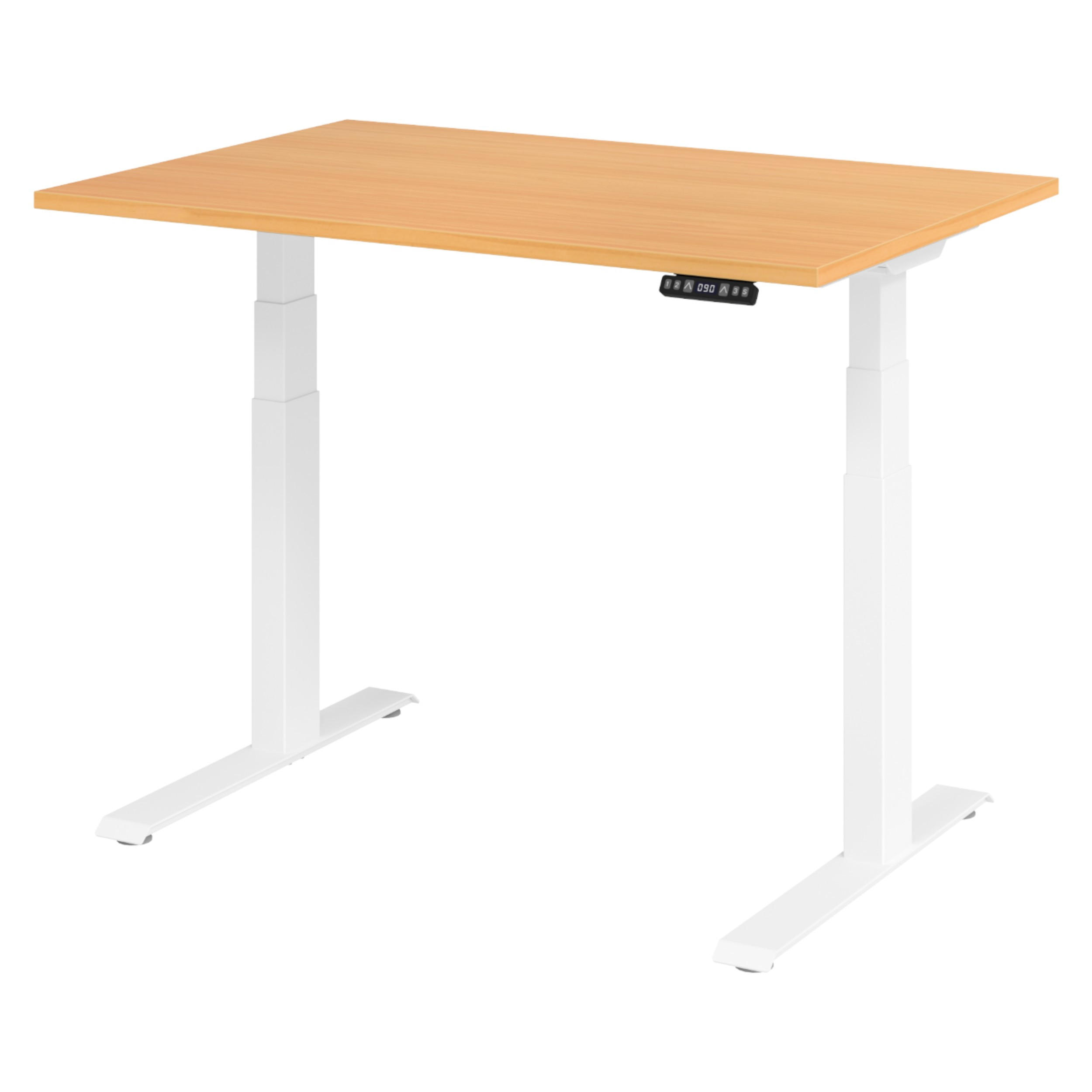 SCHREIBTISCH elektrisch XDKB 80/120/74 cm in Buchefarben/Weiß - Buchefarben/Weiß, Holzwerkstoff (80/120/74cm) - bümö