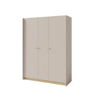 DREHTÜRENSCHRANK VETTA 145/195/52cm 3-türig Beige - Eichefarben/Beige, Holzwerkstoff (145/195/52cm) - MASSENO
