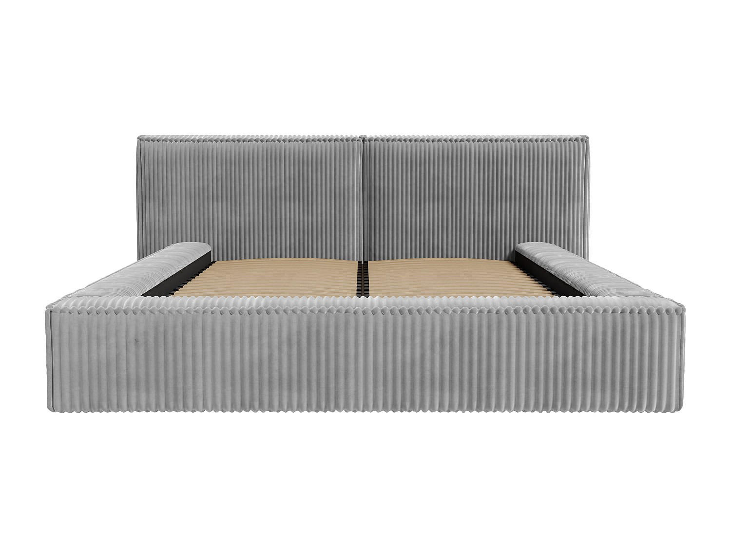 BETT mit Bettkasten - 2 Personen - Samt, Stoff - Hellgrau - - Hellgrau, Textil (160/200cm) - Vente-Unique