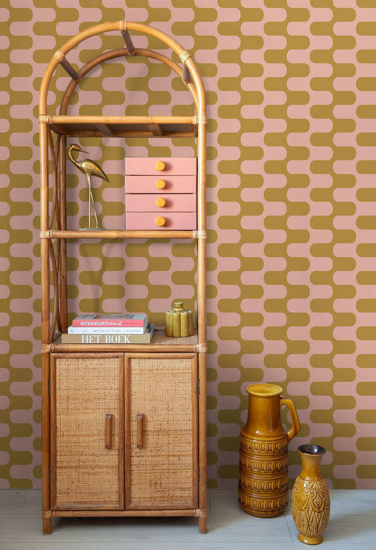TAPETE Wellenlinien 50 x 900 cm - Pink, Papier (50/900cm) - ESTAhome