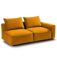 2,5-SITZER SOFA - modular - Schwarz/Orange, Holz/Kunststoff (189/80/99cm) - home24