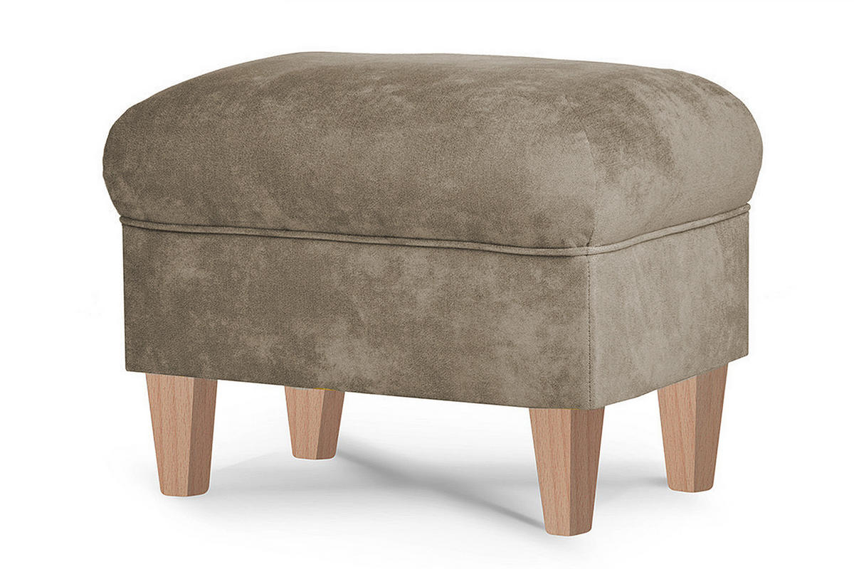 OHRENSESSEL-SET MILES inkl. Sitzhocker, Beige - Eichefarben/Beige, Holzwerkstoff/Buchenholz (82/105/97cm) - KONSIMO®