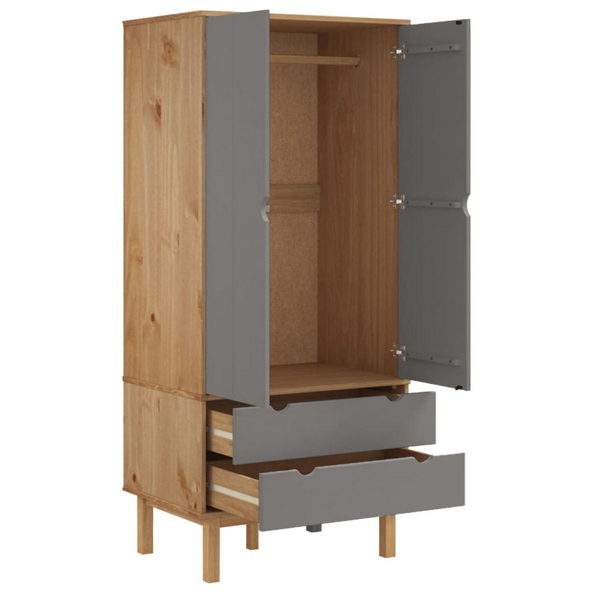 DREHTÜRENSCHRANK Dunlap 76.5/53/172 cm - Grau, Holzwerkstoff (76.5/172/53cm) - Nettlife