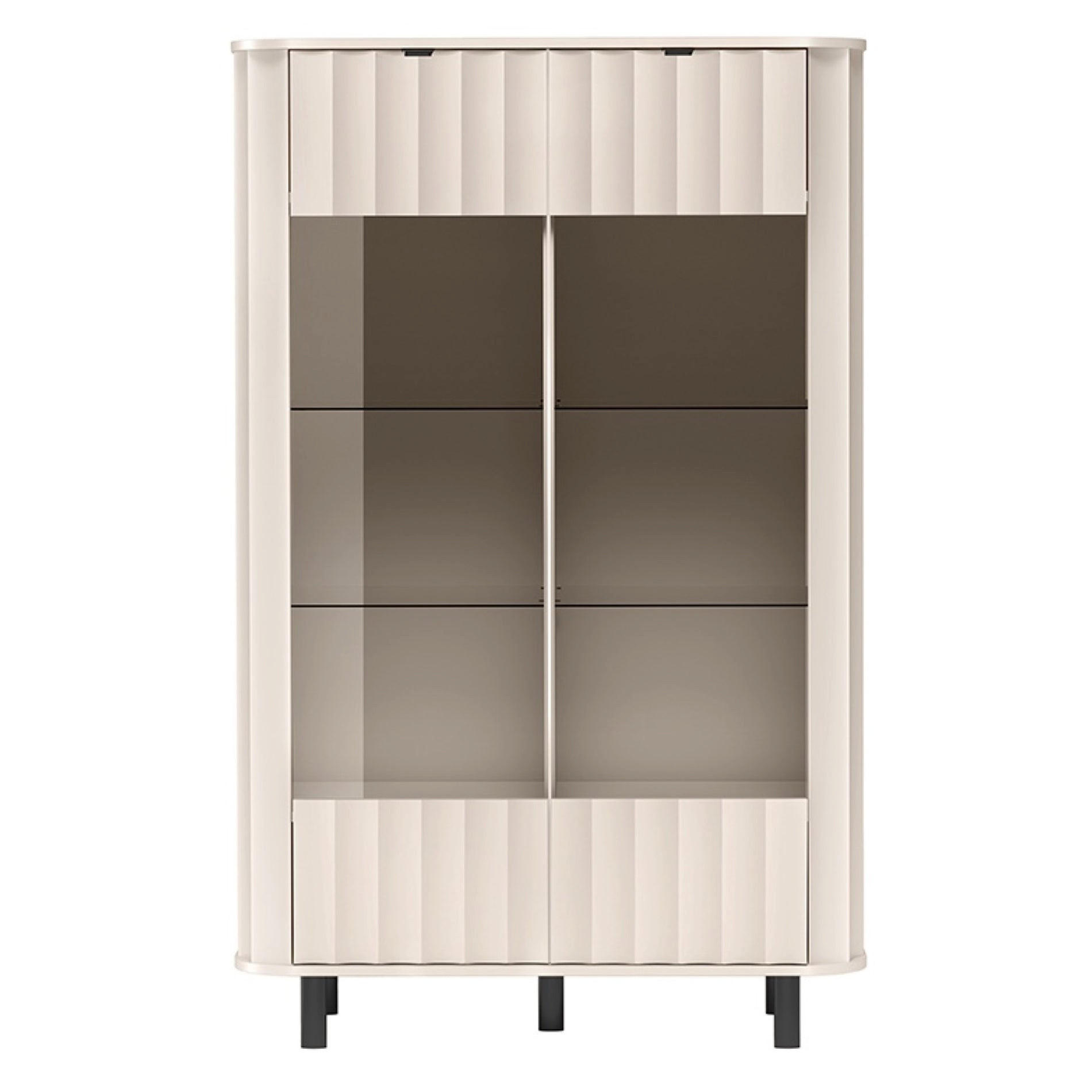 VITRINE Novado Kaschmirgrau 98 cm - Taupe/Schwarz, Holzwerkstoff/Metall (98.3/155/40.5cm) - Selsey