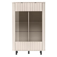 VITRINE Novado Kaschmirgrau 98 cm - Taupe/Schwarz, Holzwerkstoff/Metall (98.3/155/40.5cm) - Selsey