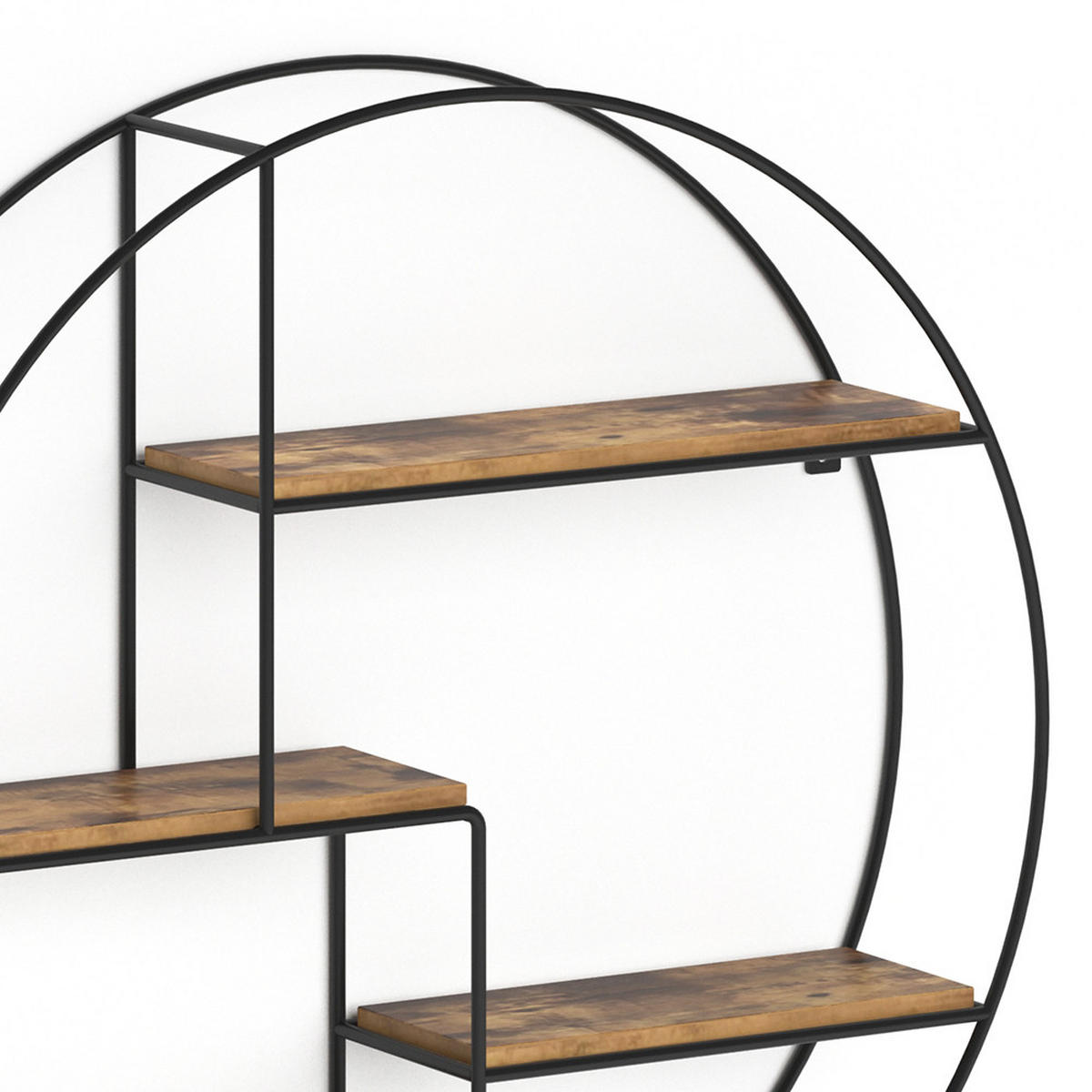 WANDREGAL Fyrk Antikholz 55 x 55 cm Rund - Wildeiche/Schwarz, Holzwerkstoff (55/55/11cm) - Vicco