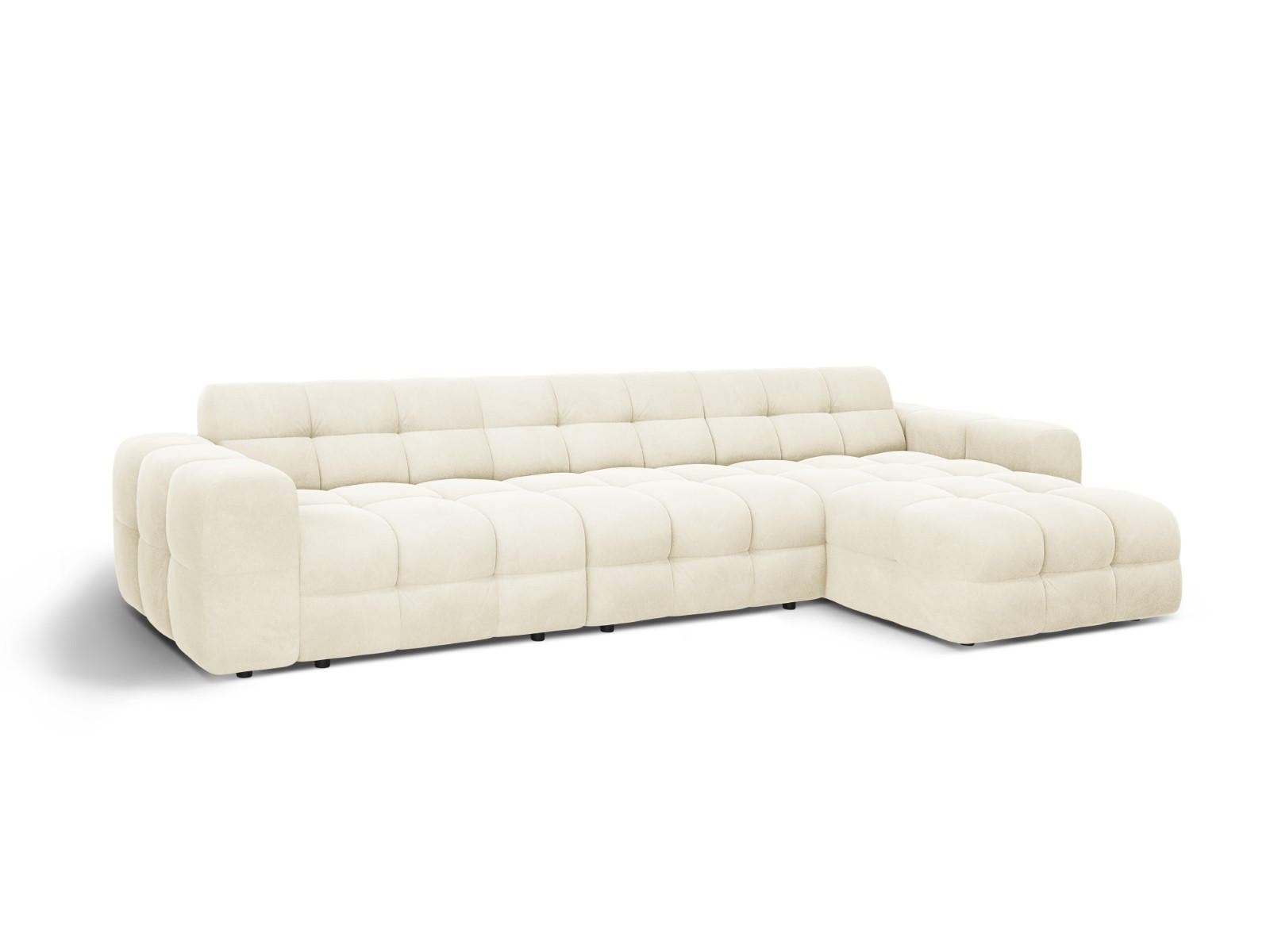 ECKSOFA rechts Kendal aus Samt elfenbein 5 Sitzplätze - Creme, Textil (173/357cm) - Micadoni