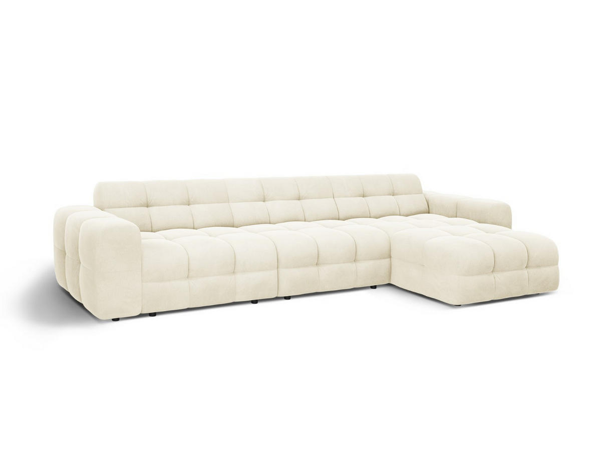 ECKSOFA rechts Kendal aus Samt elfenbein 5 Sitzplätze - Creme, Textil (173/357cm) - Micadoni