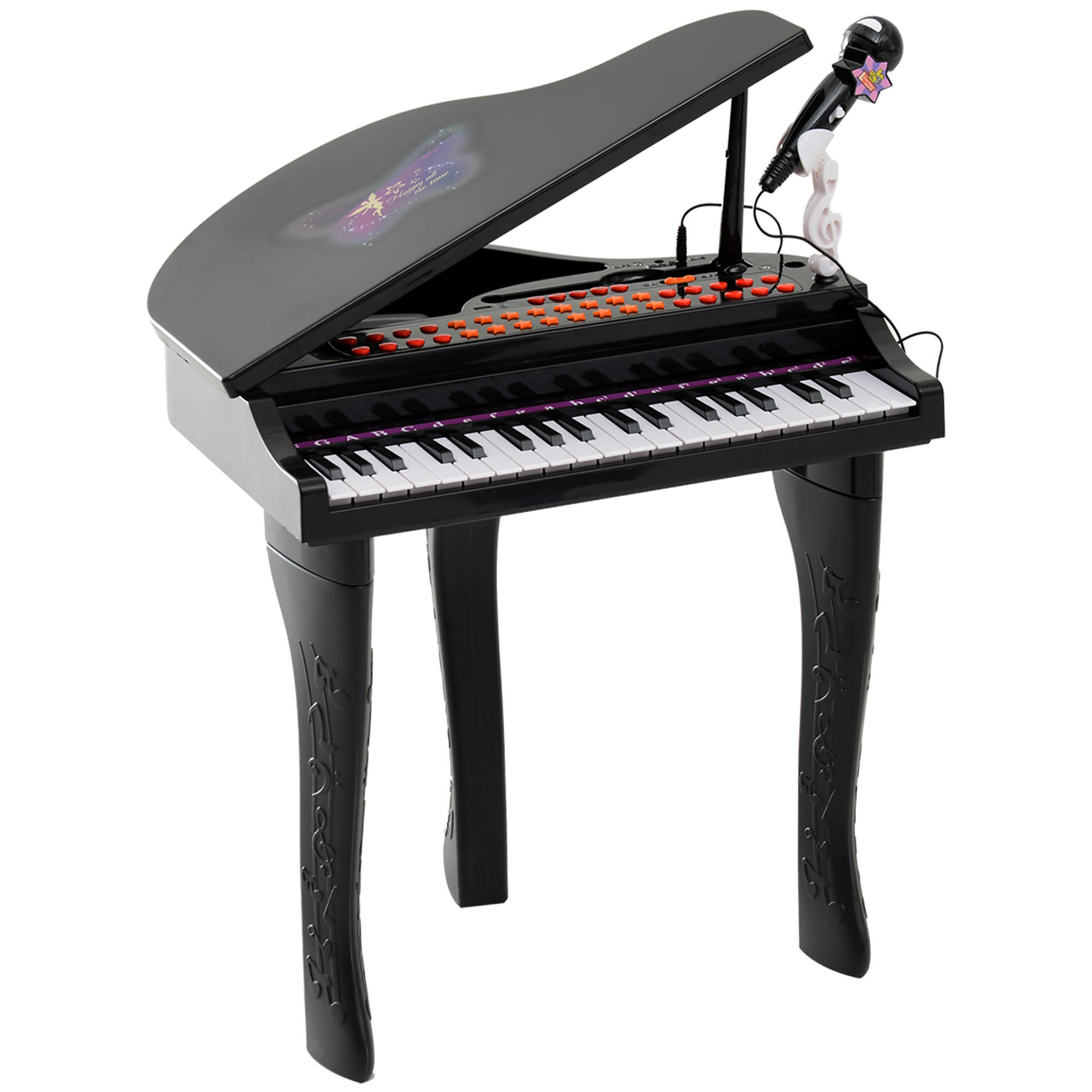 ELEKTRONISCHER FLÜGEL DE-18641 37 Tasten, Lernlichter, Mikrofon Rosa - Schwarz, Holzwerkstoff (39/69/48cm) - ComfortXL