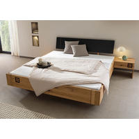 HOLZBETT inkl. Nachttisch rechts Wildeiche 160x200x81 natur geölt/lackiert KITZBÜHEL #145 - Naturfarben, Holz (160/200cm) - Massivmoebel24