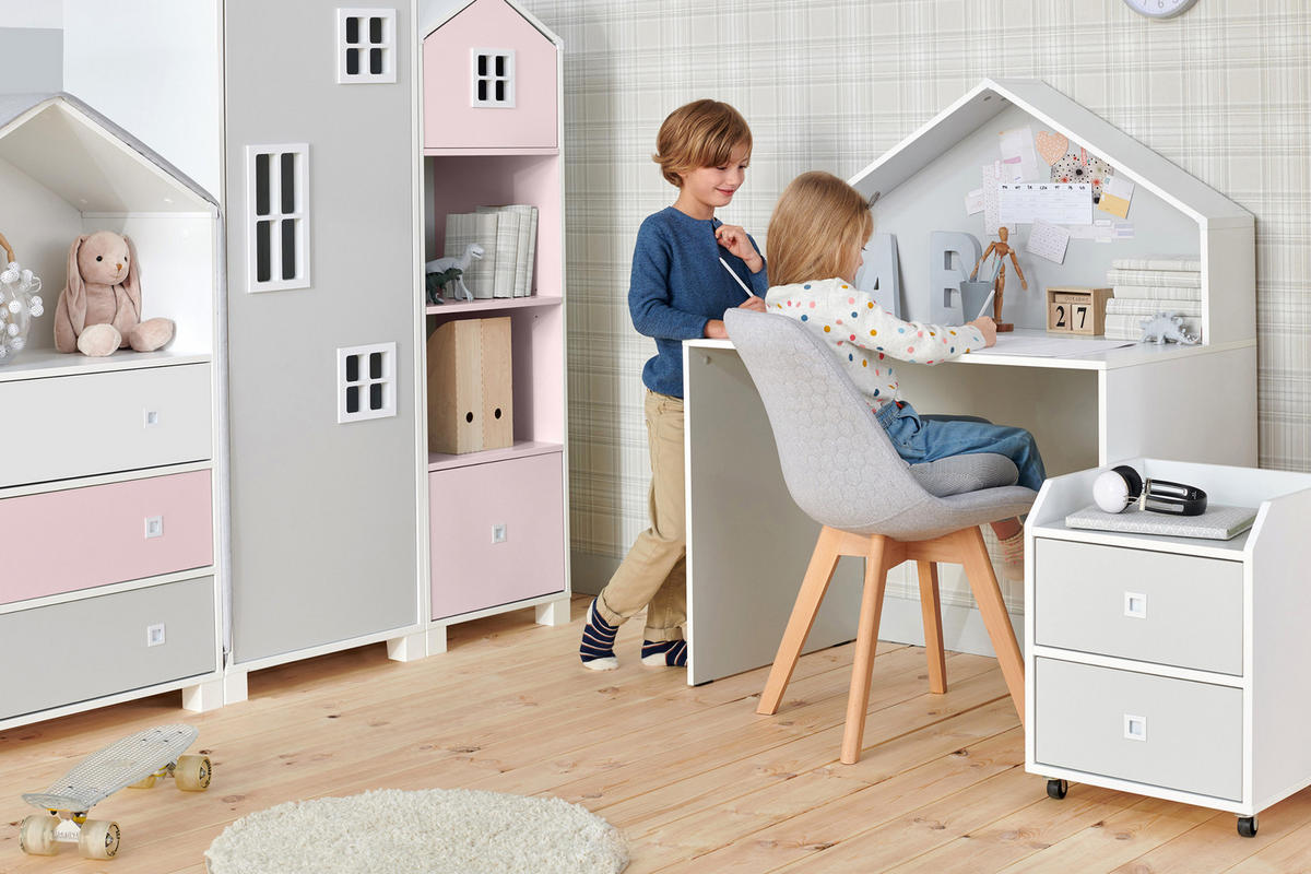 ROLLCONTAINER MIRUM unter dem Schreibtisch, Weiß/Grau - Weiß/Grau, Holz (43/55/40cm) - KONSIMO®