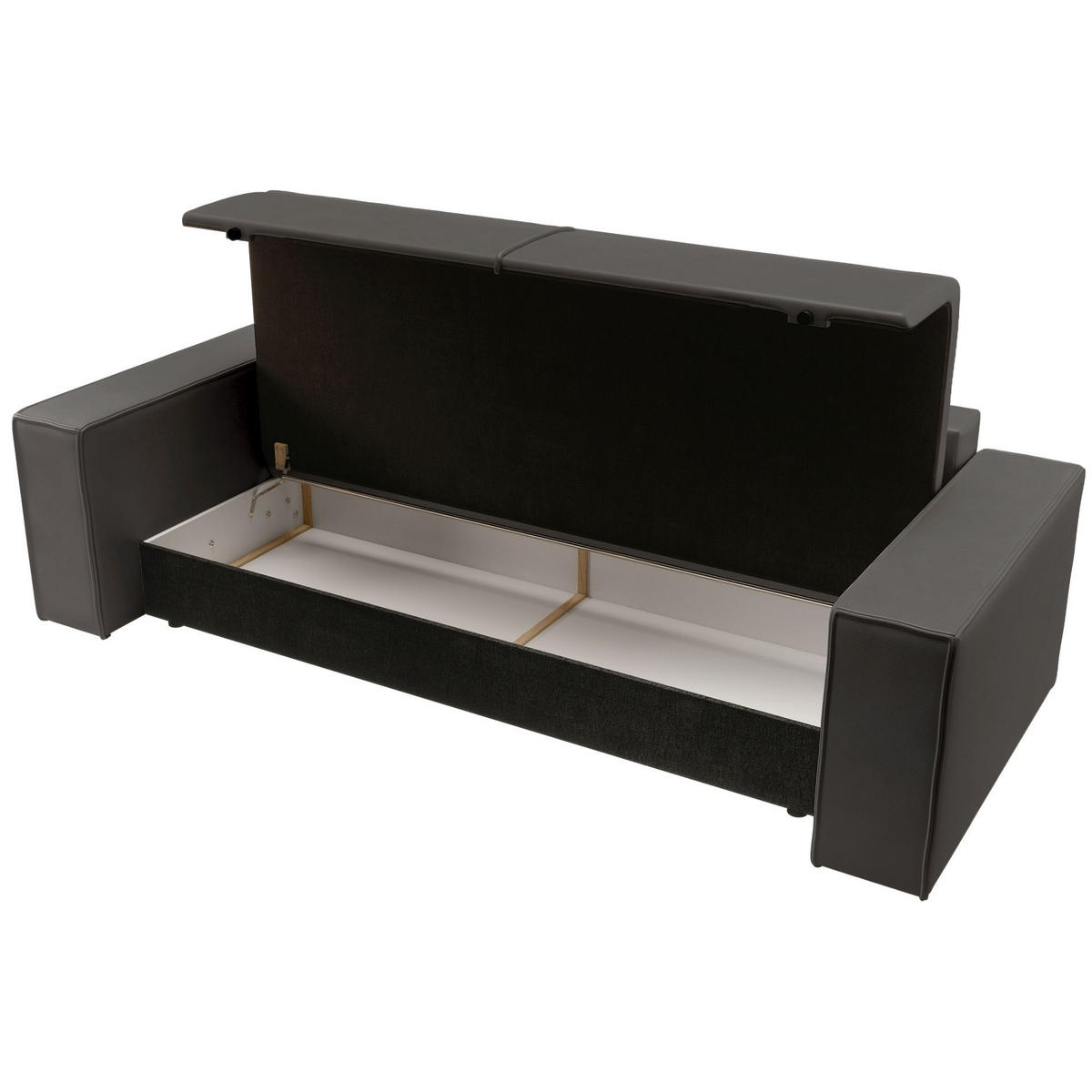 3-SITZER SCHLAFSOFA Farese Cuero Dunkelgrau, Kunstleder - Dunkelgrau/Schwarz, Kunststoff/Textil (257/86/102cm) - Selsey