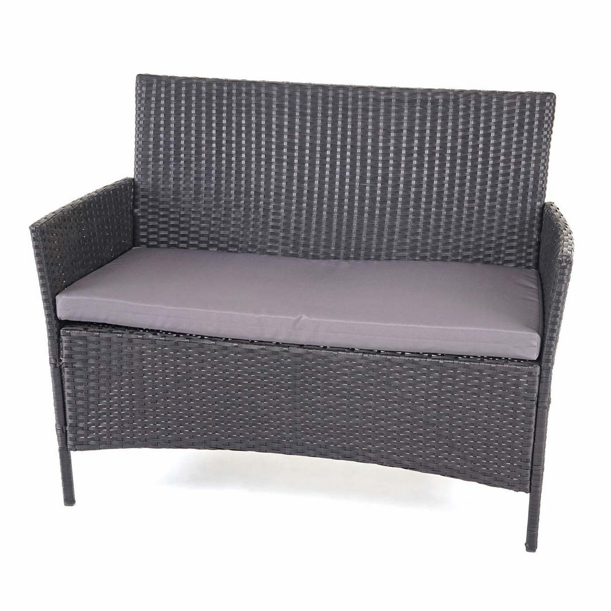 POLY-RATTAN GARNITUR Schwarz, Anthrazit - Anthrazit/Schwarz, Kunststoff - MCW