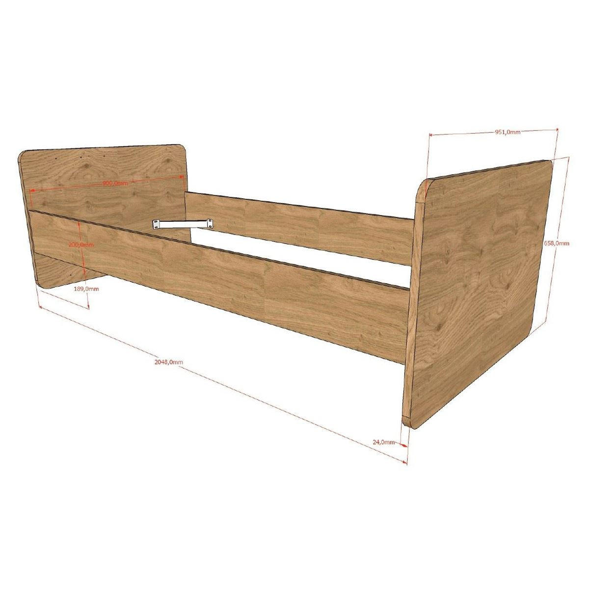 BABYZIMMER Set Keelia Eiche Melamin 4tlg Möbel - Eichefarben, Kunststoff (100/1/200cm) - 58aufmkessel